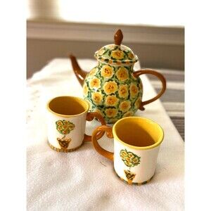 HOME | Vintage 90s Waterfield Studio Teapot Mugs Set Tea Coffee Handmade Pottery